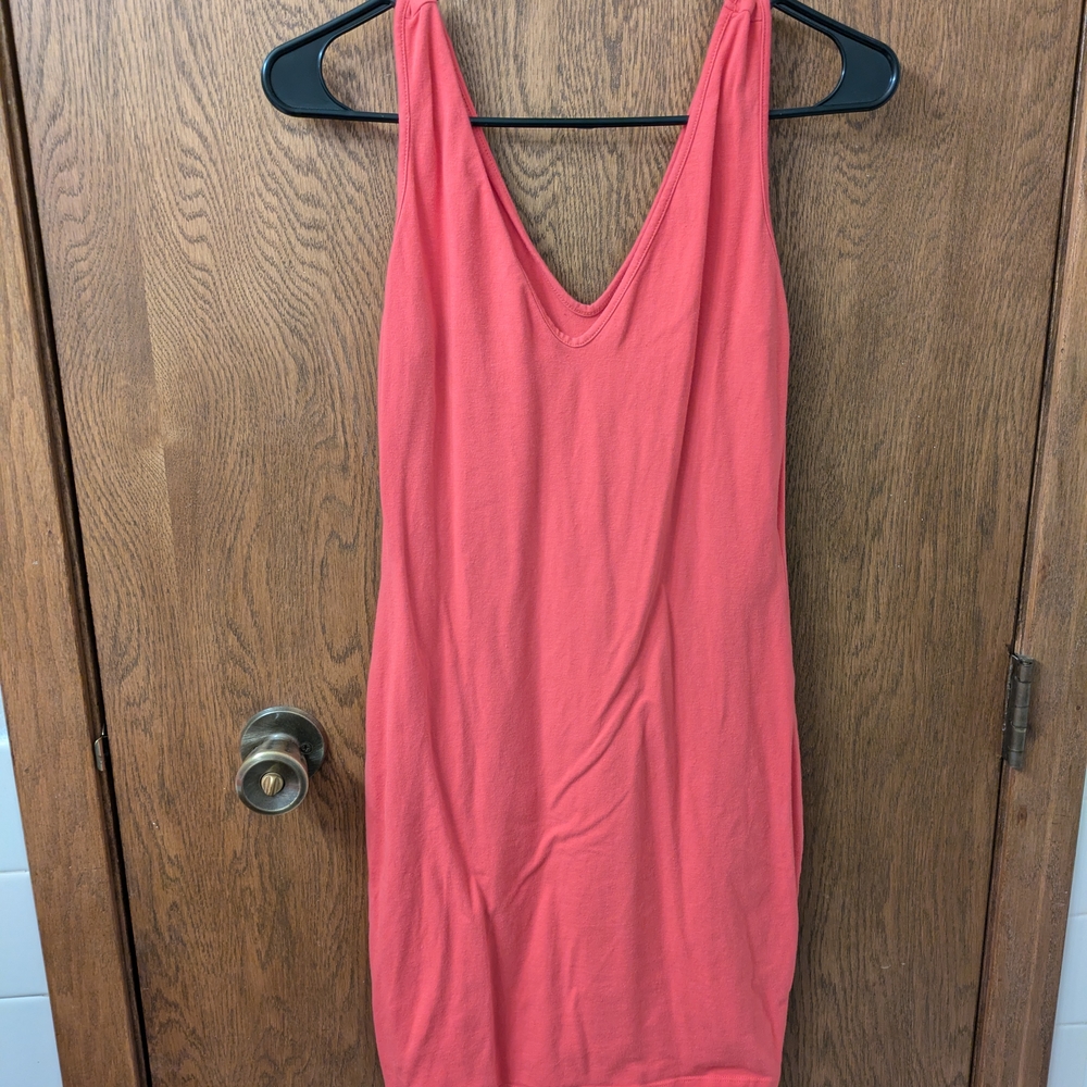 Coral Sleeveless V-Neck Dress